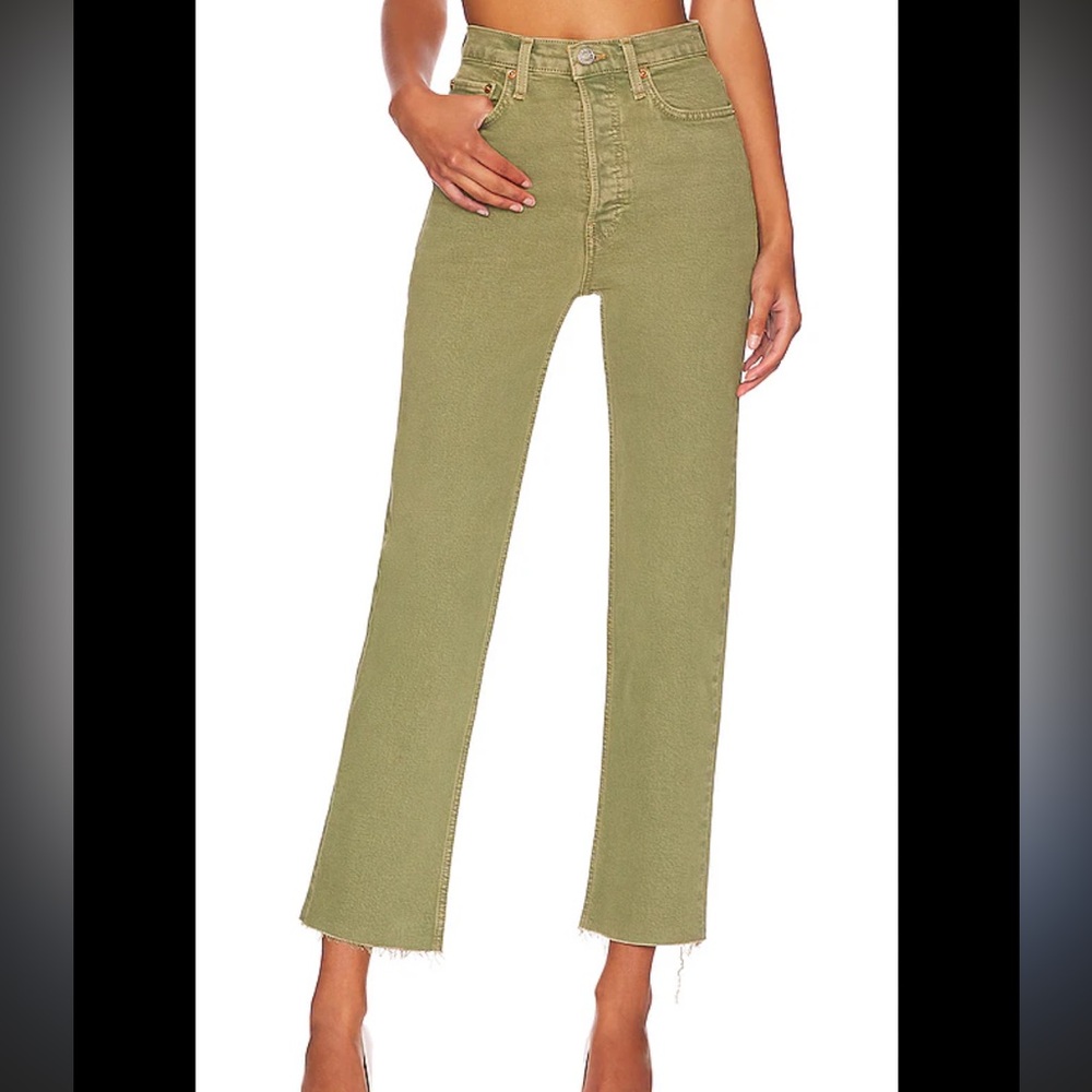 Re/done 90’s high rise loose green jeans
